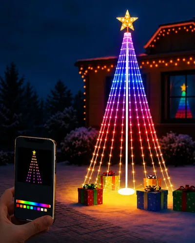 Vista 10 de Probro 3 luces inteligentes para árbol de Navidad para exteriores, 4 pies
