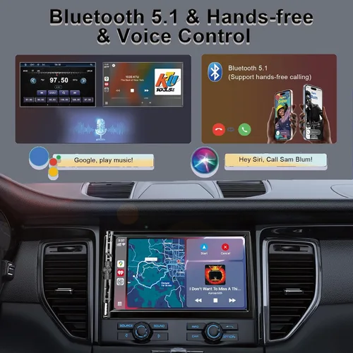 Vista 2 de Estéreo de coche de 7 pulgadas con Apple CarPlay inalámbrico, radio