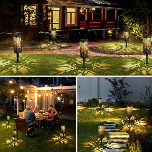Vista 6 de TomCare Farol solar de llama parpadeante para exteriores con luces solares brillantes mejoradas