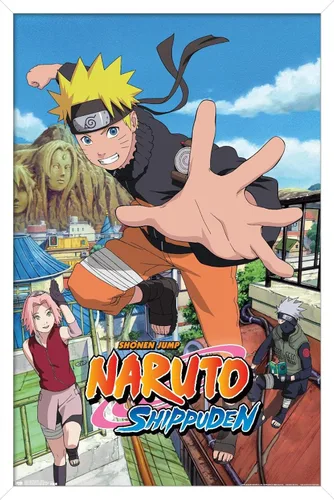 Vista 13 de Trends International Naruto Shippuden - Póster de pared de salto, 14.725 x 22.375 pulgadas, versión enmarcada de madera de granero