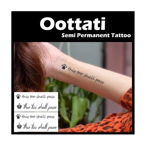 Vista 11 de Tatuaje temporal semipermanente para adultos, 2 hojas de palabras de flores, citas Let It Be pequeño, pequeño cuello de mano, calcomanías falsas