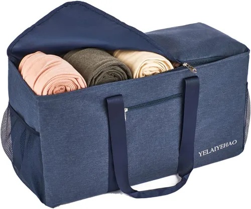 Vista 5 de YELAIYEHAO 2 bolsas de mano grandes para uso general, bolsa de asas plegable plegable