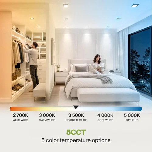 Vista 14 de ASD Paquete de 6 luces LED empotrables cuadradas de 6 pulgadas, 5 CCT 2700K-5000K CRI90+, 15 W 60 W Eqv, luces de techo ultra finas y regulables