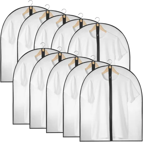 Vista 22 de Bolsas de ropa de 50 pulgadas para colgar ropa, fundas transparentes a prueba de trajes con refuerzos de 4 pulgadas para almacenamiento en armario