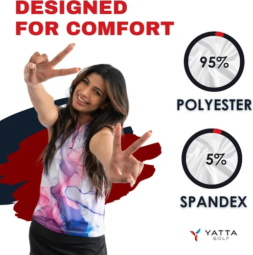 Vista 6 de YATTA GOLF Polo de golf sin mangas para mujer, absorbe la humedad, cuello en V, para golf, entrenamiento, golf
