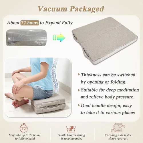 Vista 7 de Cojín de suelo de meditación para yoga para adultos, almohadas cuadradas para sentarse, cojín grande de meditación, almohadas de yoga para sentarse