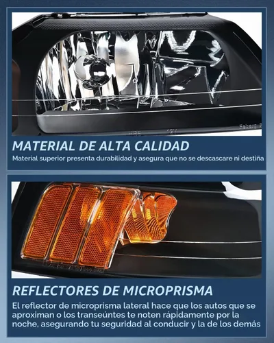 Vista 6 de Nilight Conjunto de faros delanteros para Ford Mustang 1999 2000 2001 2002 2003 2004 repuesto carcasa negra reflector ámbar lado conductor y pasajero