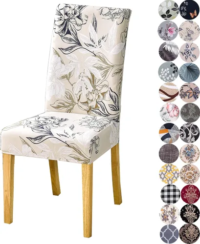 Vista 35 de Juego de 6 fundas de terciopelo para sillas de comedor, fundas elásticas suaves para sillas Parson, extraíbles y lavables, con elástico para un