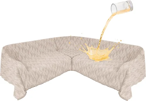 Vista 23 de Fundas de sofá seccional 100% impermeables para perros, funda de sofá de esquina en forma de L, funda de sofá de chenilla lavable, cobija moderna