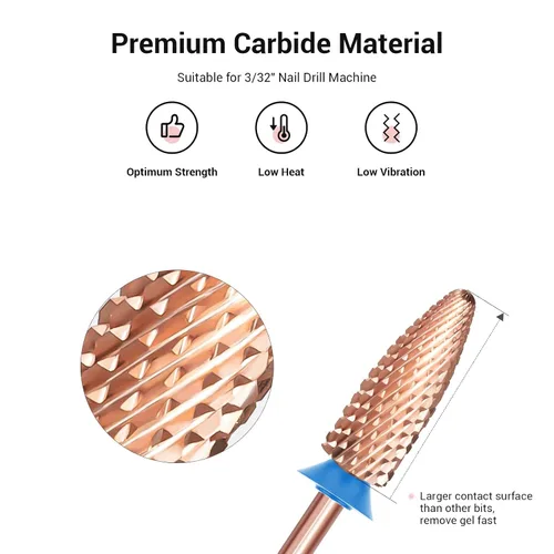 Vista 2 de MelodySusie Brocas largas para uñas con llama, brocas de tungsteno de carburo de 3/32 pulgadas, adecuadas para manicura, pedicura, cutícula, esmalte