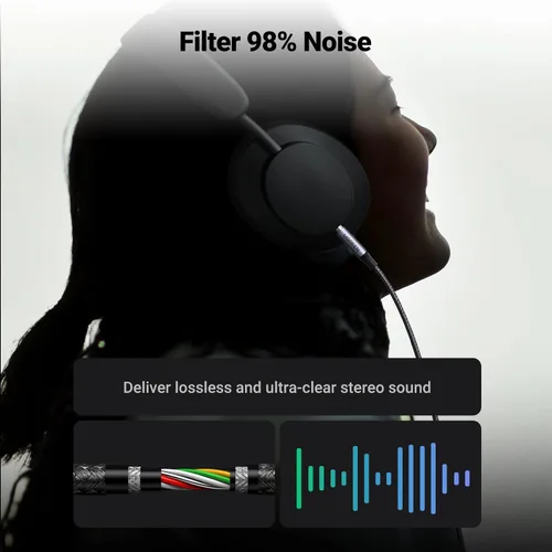 Vista 5 de UGREEN - Cable auxiliar para iPhone con certificado MFi Lightning a 0.138 in Cable de audio para automóvil 3.3FT, Nylon Braided, Aluminum Shell