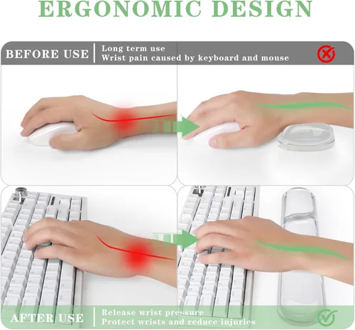 Vista 3 de Juego de reposamuñecas de gel para teclado y mouse pad Set Gel Blanco Transparente - 2