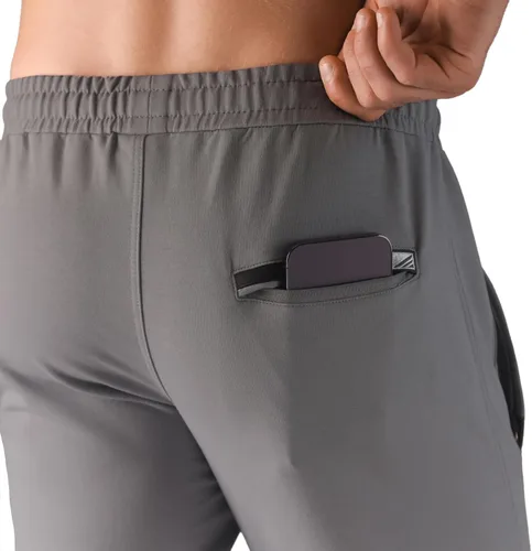 Vista 4 de SCR - Pantalones deportivos para hombre, pantalones atléticos de entrepierna larga color negro, gris y azul marino, 30L 32L 34L 36L 38L