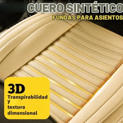 Vista 7 de LINGVIDO - Fundas de piel sintética con respaldo para asiento de automóvil, transpirables, impermeables, universal y antideslizante, para SUV Beige