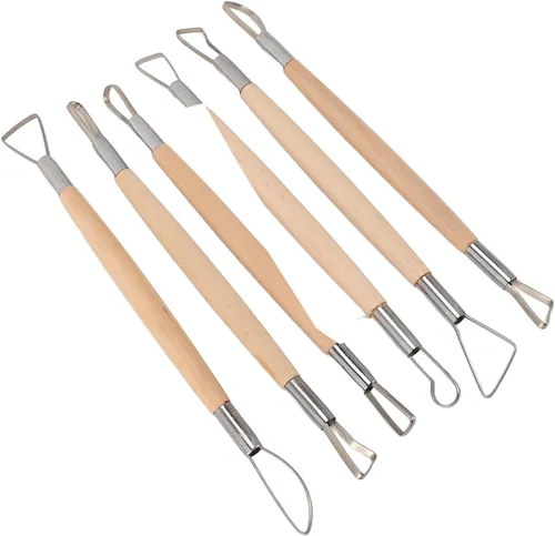 Vista 3 de Ymiko 6Pcs Double Ended Clay Modeling Tools for Pottery Sculpting and Craft Shaping, Loop & Rake Design Artisan Kit for DIY Ceramics Projects
