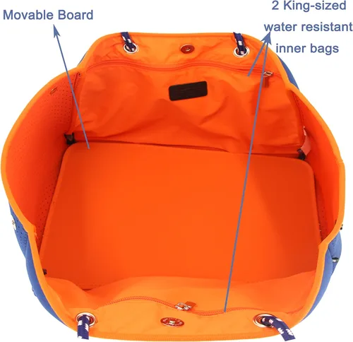 Vista 5 de QOGiR Bolsa de playa multiusos de neopreno con bolsillo interior con cierre de cremallera