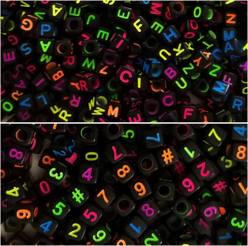 Vista 14 de Looconi 800 cuentas de letras negras cuadradas de 0.236 in de acrílico para hacer joyas DIY collar pulsera