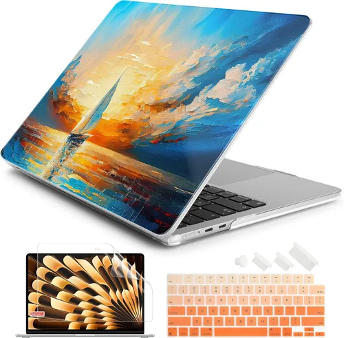 Vista 25 de Batianda Estuche Premium para Nuevo MacBook Air de 15 Pulgadas 2025 M4 2024 2023 con Chip M3 M2 Modelo A3241/A3114/A2941, Estuche Protector de Olas