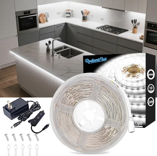 Vista 47 de Tiras de luces LED pequeñas de 10 pies cálidas, tira de luces LED regulables, 180 LEDs, luces de cinta LED tipo cuerda súper brillantes para sala