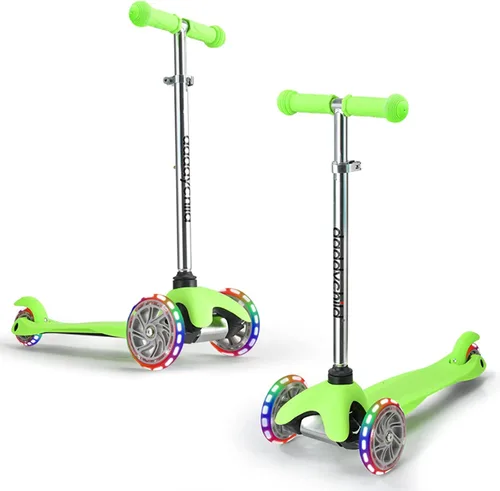Vista 12 de 3-Wheel Kick Scooter for Kids Ages 3-8 Lean-to-Steer Toddler Scooter with Extra Wide Light Up Wheels, 4 Adjustable Heights, Foldable Scooters for