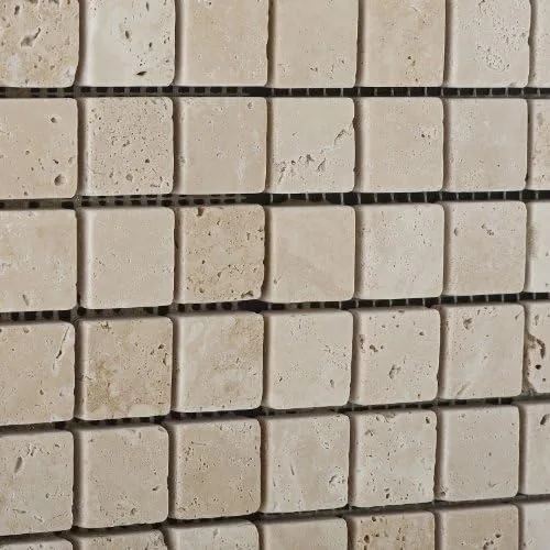 Vista 3 de Azulejo de mosaico de travertino marfil 1 x 1 - Caja de 5 pies cuadrados