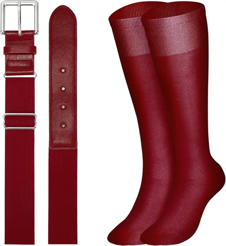Vista 16 de XZQTIVE Conjunto combinado de calcetines de béisbol y softbol y cinturón de béisbol y sóftbol, calcetines de fútbol hasta la rodilla para niños