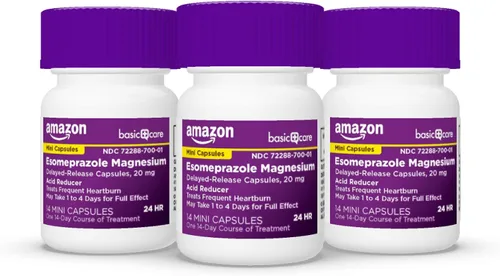 Vista 6 de Amazon Basic Care Esomeprazol Magnesio Minicápsulas, 20 mg, reductor de ácido, medicamento para la acidez estomacal de 24 horas, 42