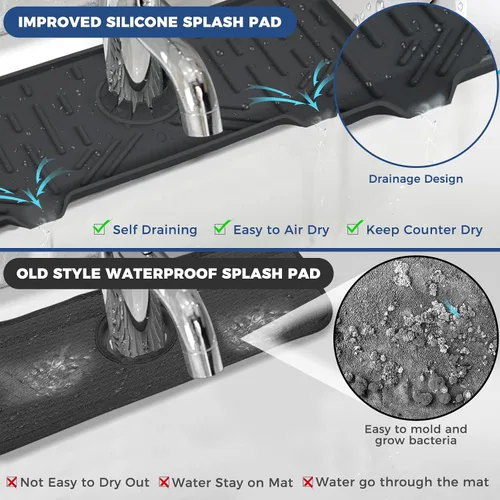 Vista 8 de Bandeja colectora de goteo para mango de grifo de silicona, tapete de grifo de silicona, soporte para esponja de jabón de platos para accesorios