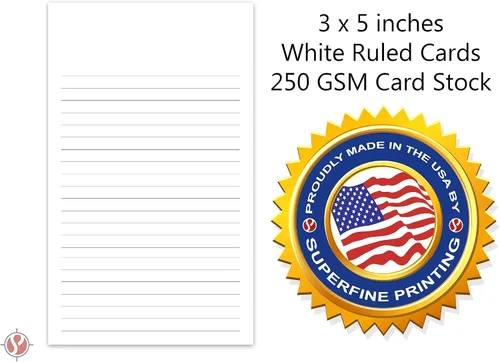 Vista 5 de Tarjetas de notas verticales con rayas blancas, 3 x 5 pulgadas, 100 hojas por paquete