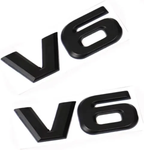 Vista 2 de 2 emblemas de aleación de zinc 3D V6, para decoración de coche (negro)