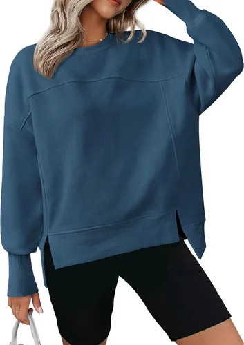 Vista 11 de BTFBM Sudaderas de cuello redondo para mujer Blanco