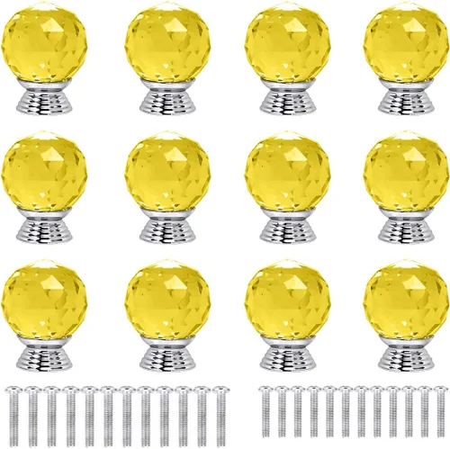 Vista 10 de 12 pomos de cristal de forma redonda de 1.18 pulgadas con tornillos, perilla de cajón para tirar, utilizada para cocina, tocador, puerta, armario