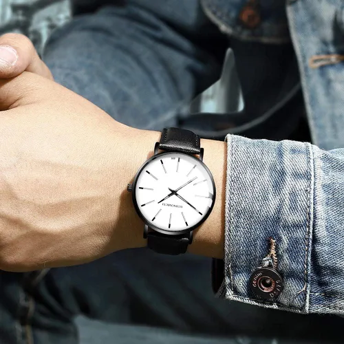 Vista 2 de COOKI - Reloj de pulsera analógico de cuarzo para hombre, de acero inoxidable, con calendario, de lujo, z-26, Classic