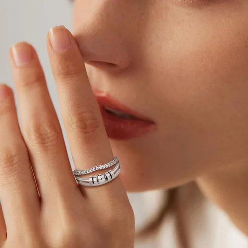 Vista 5 de Vito 925 Sterling Silver Fidget Anxiety Open Ring for Women Men