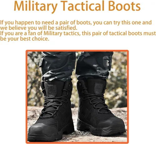 Vista 2 de Kervaky Botas tácticas para hombre, botas militares, botas de trabajo, botas de desierto, botas duraderas, botas de senderismo, botas de combate