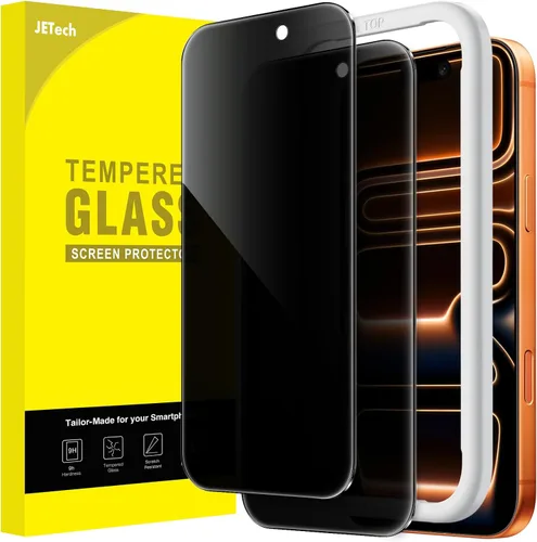 Vista 12 de JETech Protector de pantalla de privacidad para iPhone 15 de 6.1 pulgadas, película de vidrio templado anti espía con herramienta de fácil