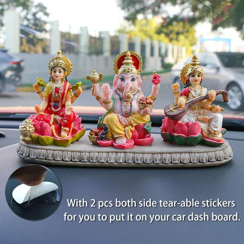 Vista 7 de India Laxmi Ganesh Saraswati Estatua – 3.9 pulgadas de alto Dios indio Lakshmi Ganesha Saraswati Estatuilla de ídolo hindú Diwali Regalos Diwali