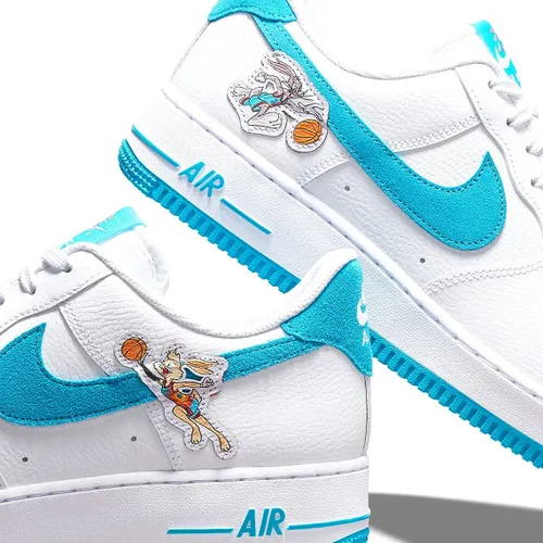 Vista 6 de Nike Air Force 1 '07 pulgadas Hare Space Jam BlancoLt Blue Fury-Wht (DJ7998 100), BlancoLt Blue Fury-white