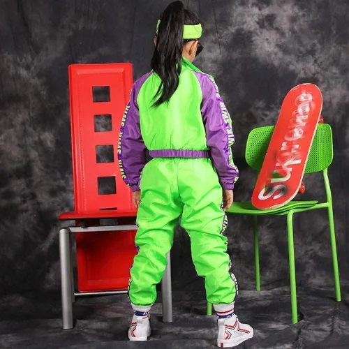 Vista 4 de Conjunto de ropa de baile para niñas disfraz moderno de equipo de jazz de hip hop conjuntos de ropa de baile para niñas