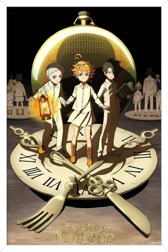 Vista 12 de Trends International The Promised Neverland - Póster de pared de grupo, 14.725 x 22.375 pulgadas, versión enmarcada de madera de granero Versión