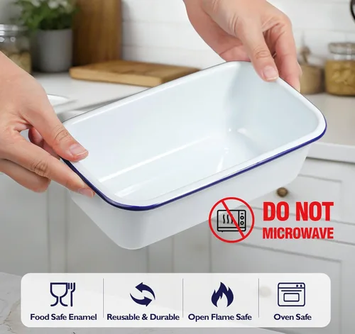 Vista 4 de Webake Sartén esmaltada de 8.5 x 4.5 pulgadas para pan de plátano para hornear, distribución uniforme del calor, sartén antiadherente para pastel