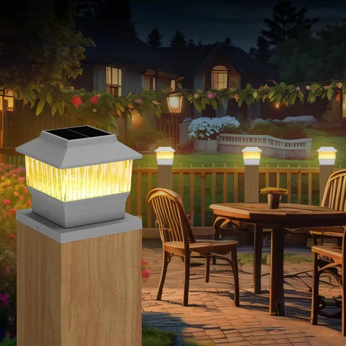 Vista 8 de Paquete de 4 luces solares para tapa de poste, modernas #1: se adapta a postes de madera de 4 x 4, 4 x 4 y 6 x 6 pulgadas, temperatura de 3