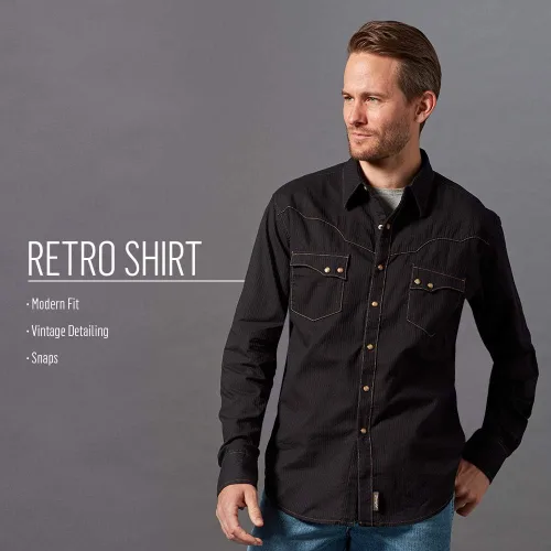 Vista 6 de Wrangler Camiseta de manga larga con dos bolsillos retro para hombre descontinuada