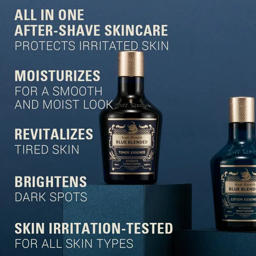 Vista 3 de Scott Hamish Blue Blended Set – Set de cuidado de la piel para hombres con lavado facial, tóner facial y emulsión facial – Kit de hidratación