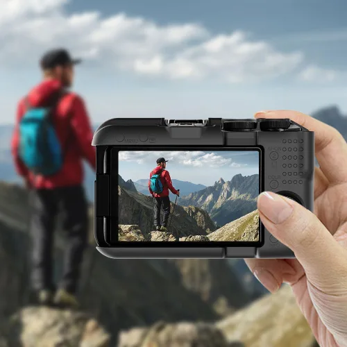 Vista 3 de Funda de silicona para cámara digital Canon EOS R50 V con 2 protectores de pantalla y cordón Canon EOS R50 V caso - Negro