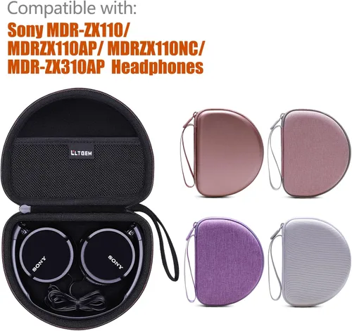 Vista 2 de LTGEM Estuche Compatible con Sony MDR-ZX110 / MDRZX110AP / MDRZX110NC / MDR-ZX310AP Serie ZX Audífonos intraaurales con cable, negro (Solo estuche)