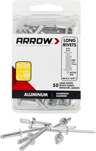 Vista 11 de Arrow RLA3/16 Remaches largos de aluminio de 3/16 pulgadas, paquete de 12, gris