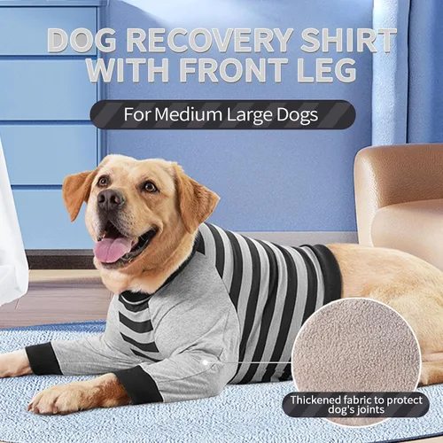 Vista 5 de FUAMEY Manga de recuperación para perros con protector de codo, camisa para perros para dejar de lamer las articulaciones, traje de manga larga