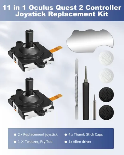 Vista 6 de Kit de repuesto para mando Meta Quest 2Oculus Quest 2 (9 en uno), AOJAKI Oculus Quest 2 accesorios para controlador Oculus, incluyendo joystick