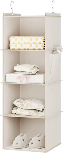 Vista 18 de YOUDENOVA Organizador colgante de armario, estantes de almacenamiento colgantes de 3 repisas, beige